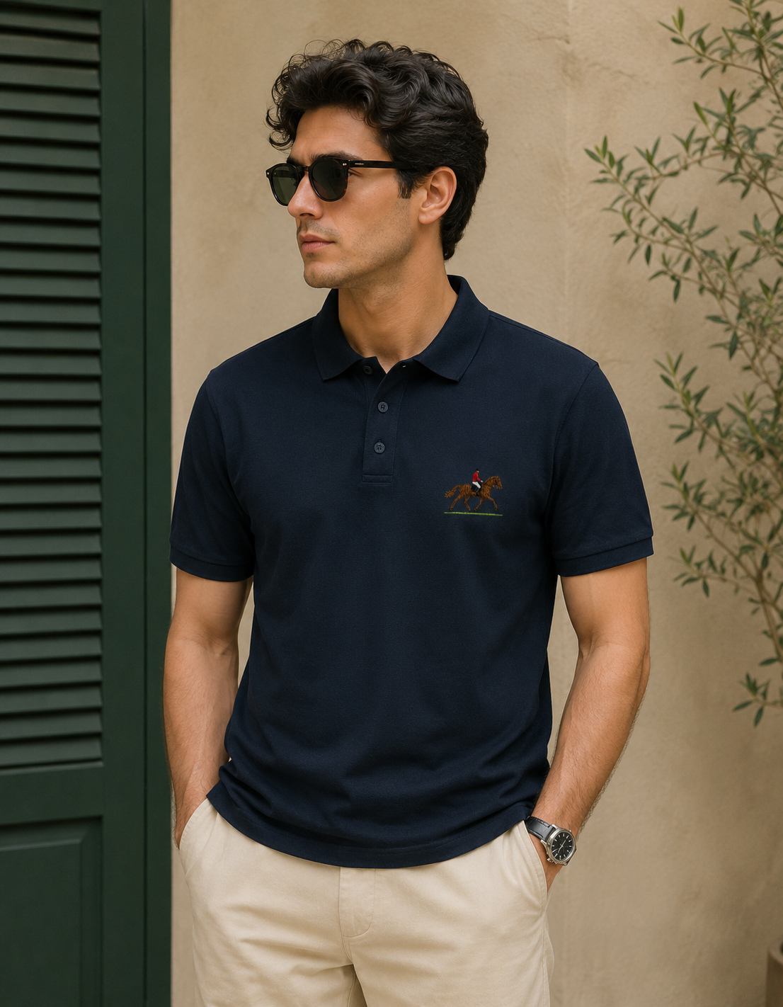 Horse Rider Man Embroidery Tee